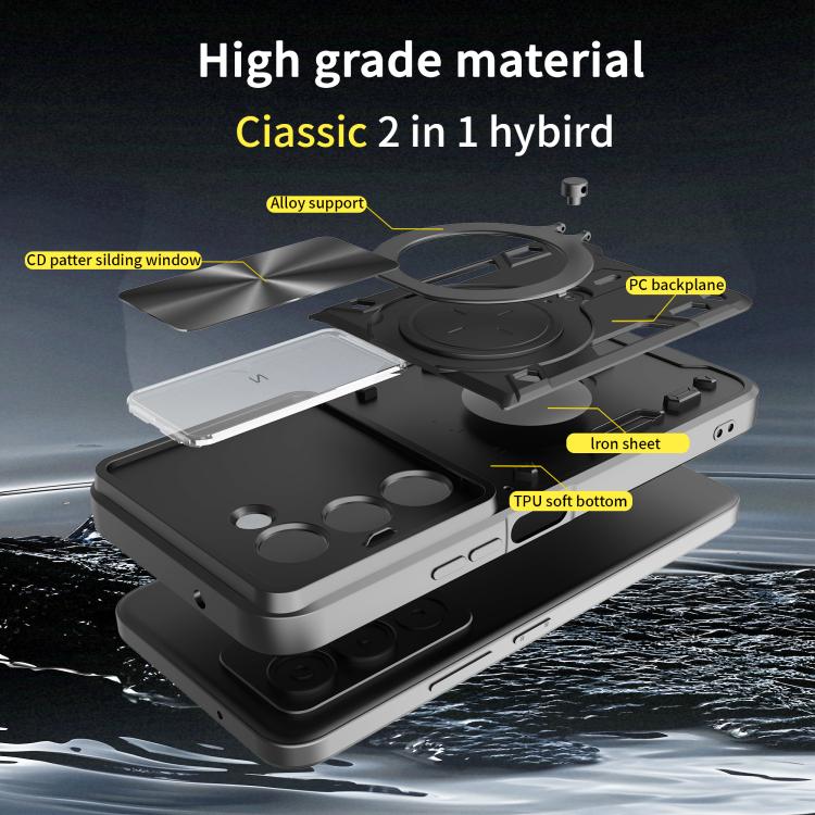 For Redmi 15 5G / 4G EU 171mm CD Texture Sliding Camshield Magnetic Holder Phone Case