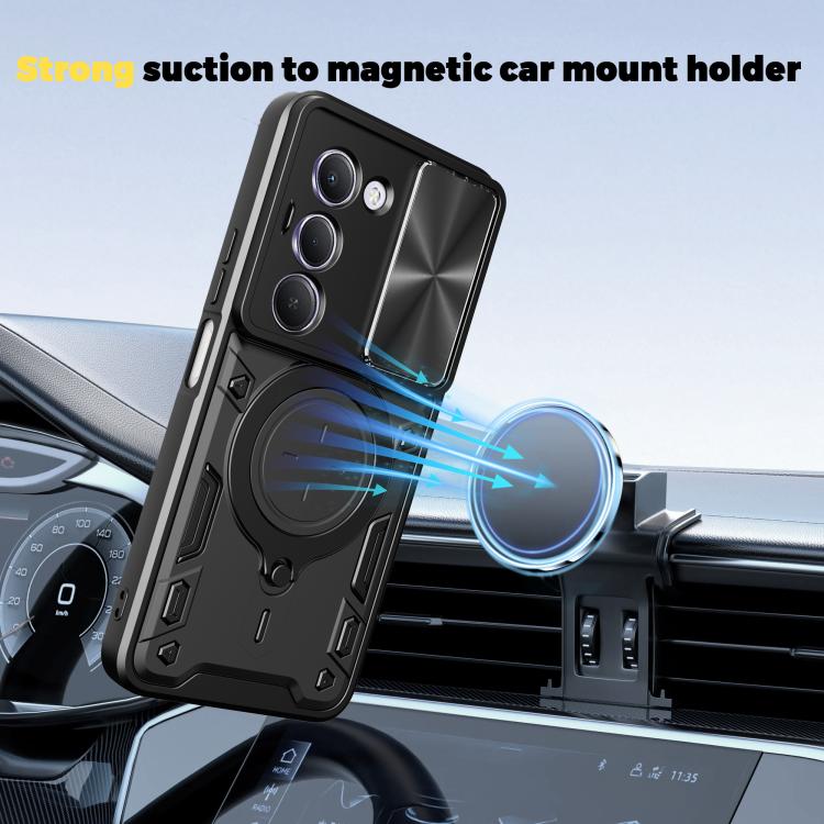 For Redmi 15 5G / 4G EU 171mm CD Texture Sliding Camshield Magnetic Holder Phone Case