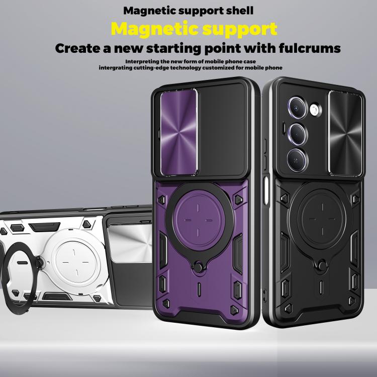 For Redmi 15 5G / 4G EU 171mm CD Texture Sliding Camshield Magnetic Holder Phone Case