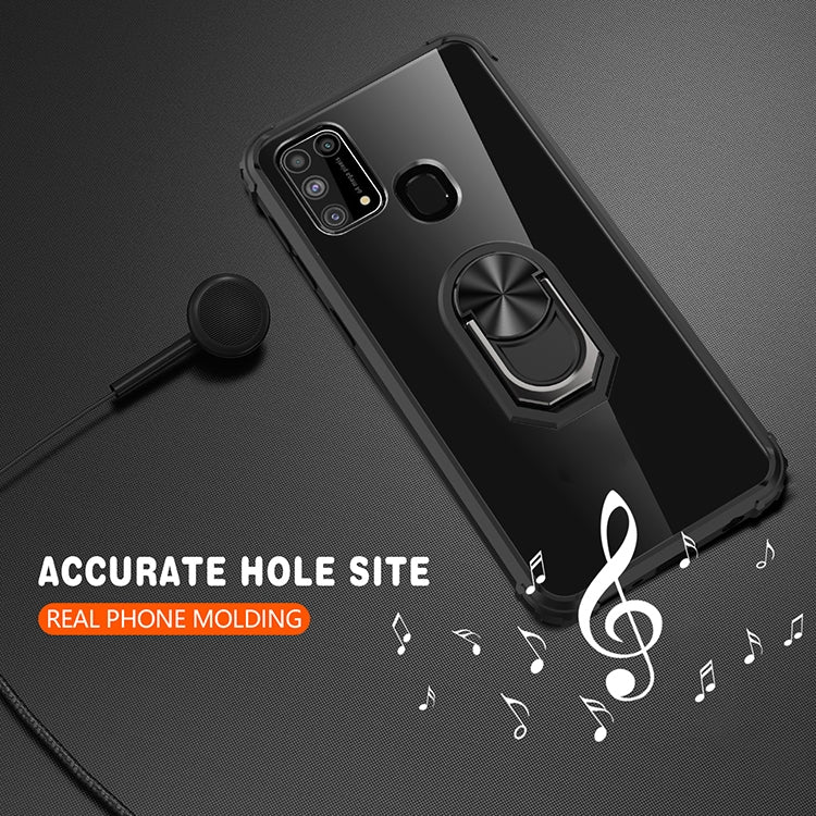 For Samsung Galaxy M31 Shockproof Transparent TPU + Acrylic Protective Case with Ring Holder