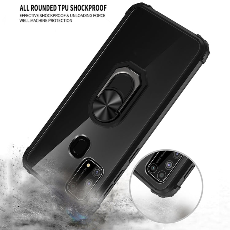 For Samsung Galaxy M31 Shockproof Transparent TPU + Acrylic Protective Case with Ring Holder