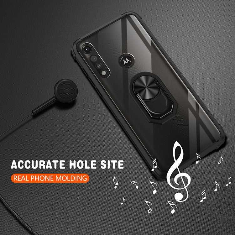 For Motorola Moto G Fast Shockproof Transparent TPU + Acrylic Protective Case with Ring Holder