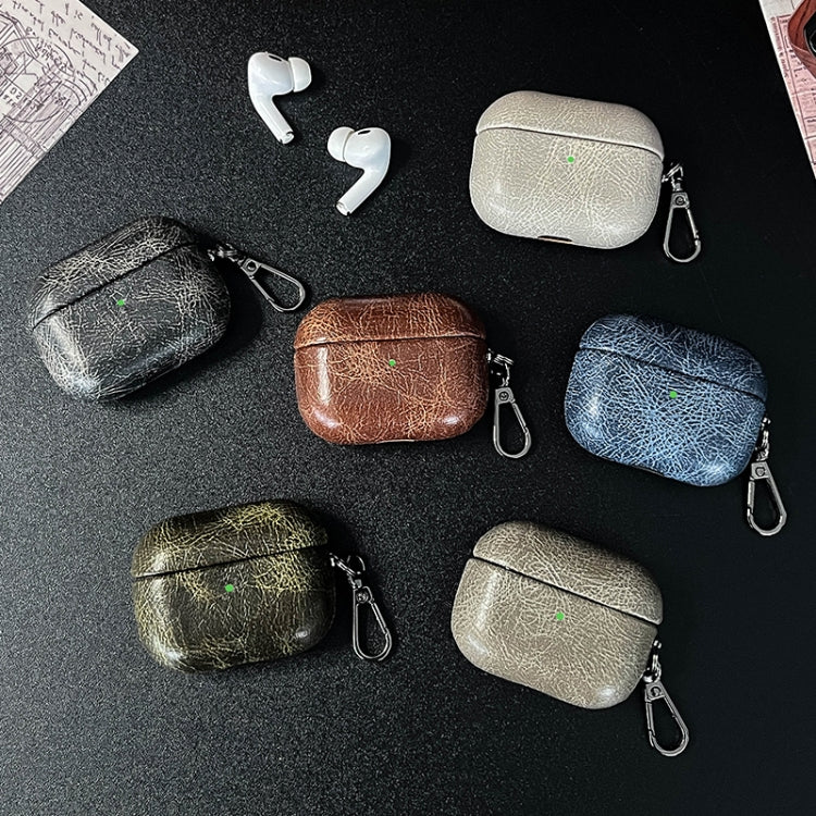 For AirPods Pro 2 Retro Oil Leather Bluetooth Earphones Protective Case