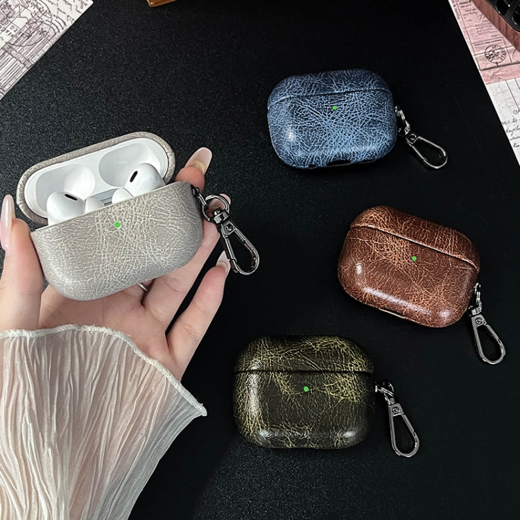 For AirPods Pro 2 Retro Oil Leather Bluetooth Earphones Protective Case