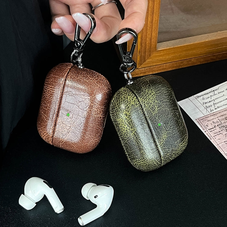 For AirPods Pro 2 Retro Oil Leather Bluetooth Earphones Protective Case