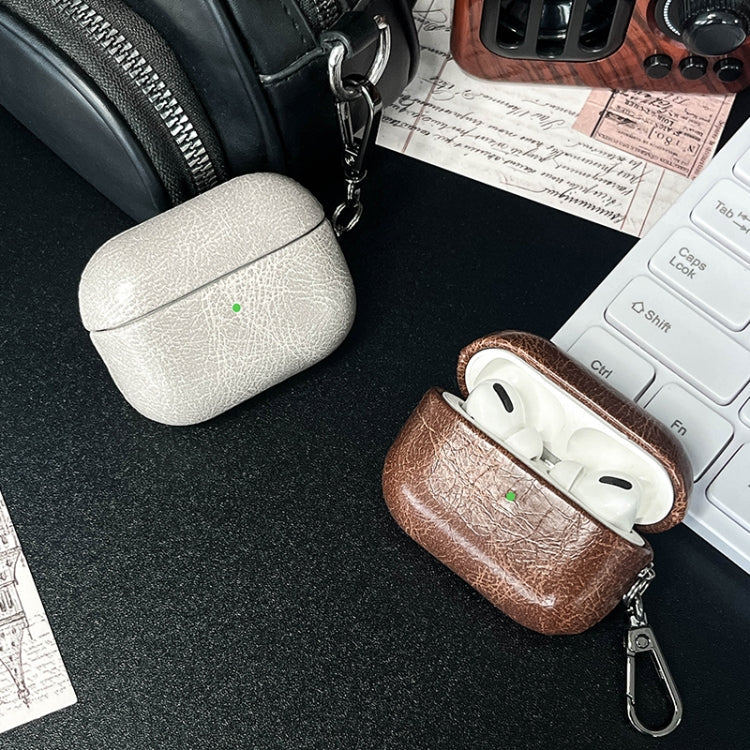 For AirPods Pro 2 Retro Oil Leather Bluetooth Earphones Protective Case