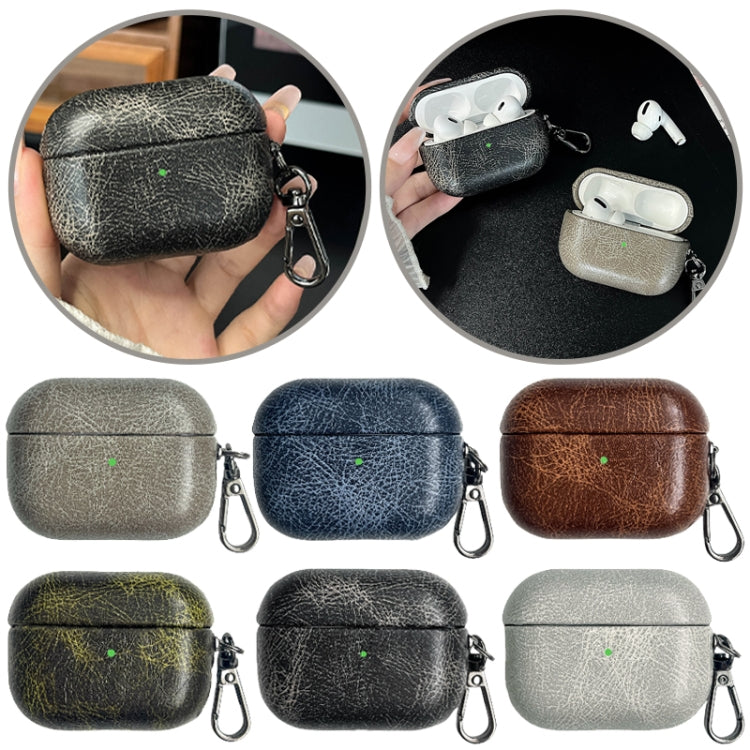For AirPods Pro 2 Retro Oil Leather Bluetooth Earphones Protective Case