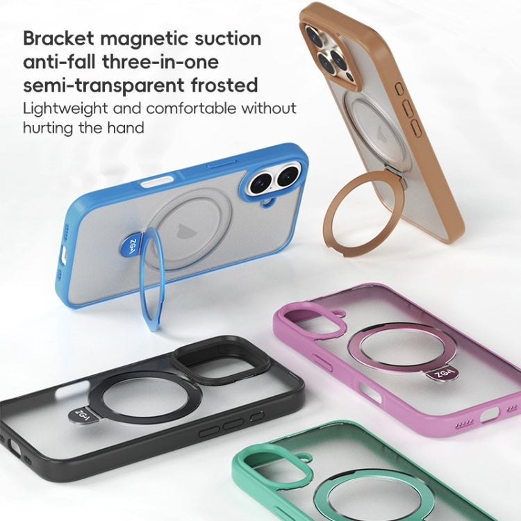 For iPhone 16 ZGA Magsafe Holder PC Hybrid TPU Phone Case