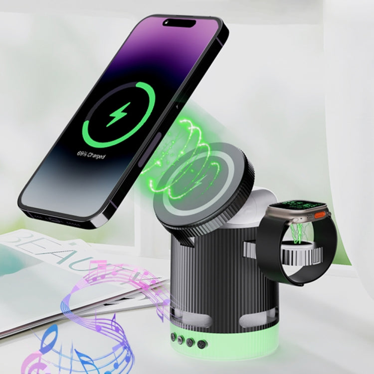 H61 15W 4 in 1 Multifunctional Foldable Wireless Charger Bluetooth Speaker