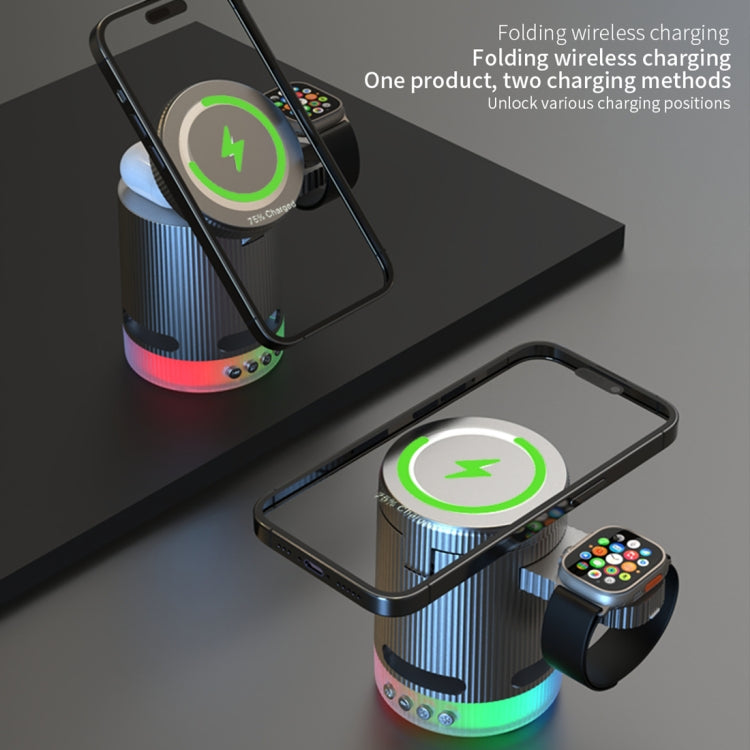 H61 15W 4 in 1 Multifunctional Foldable Wireless Charger Bluetooth Speaker
