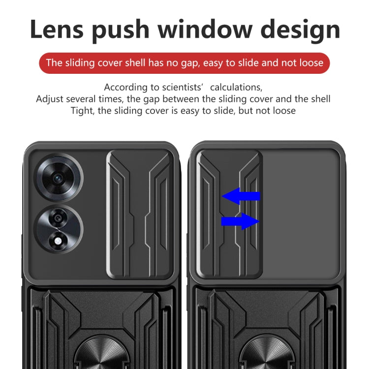 For OPPO A60 4G Sliding Camshield TPU+PC Phone Case with Card Slot