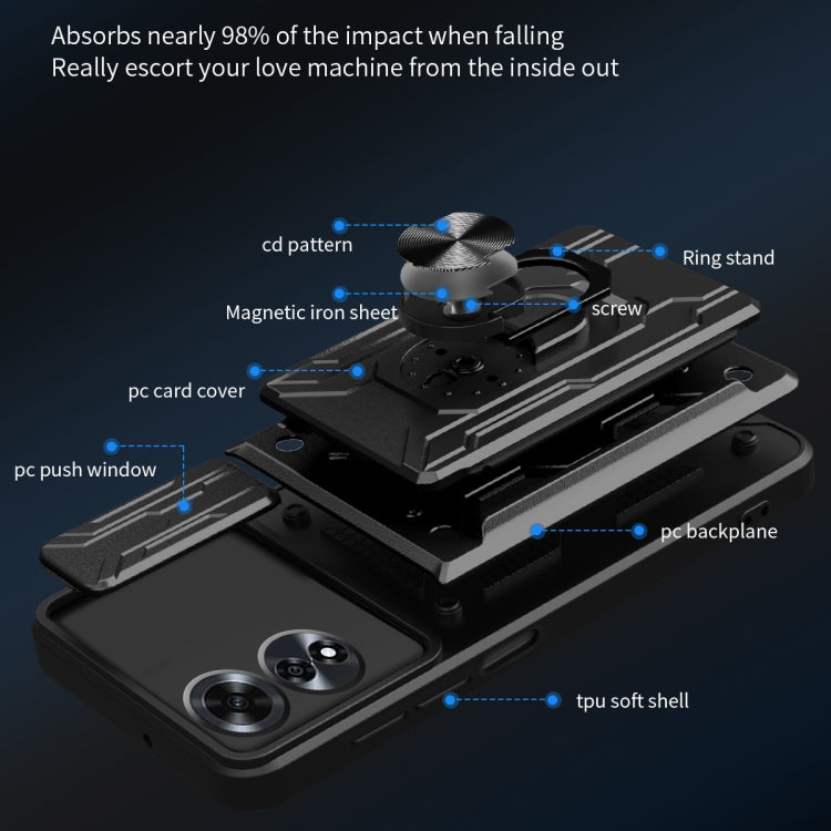 For OPPO A60 4G Sliding Camshield TPU+PC Phone Case with Card Slot