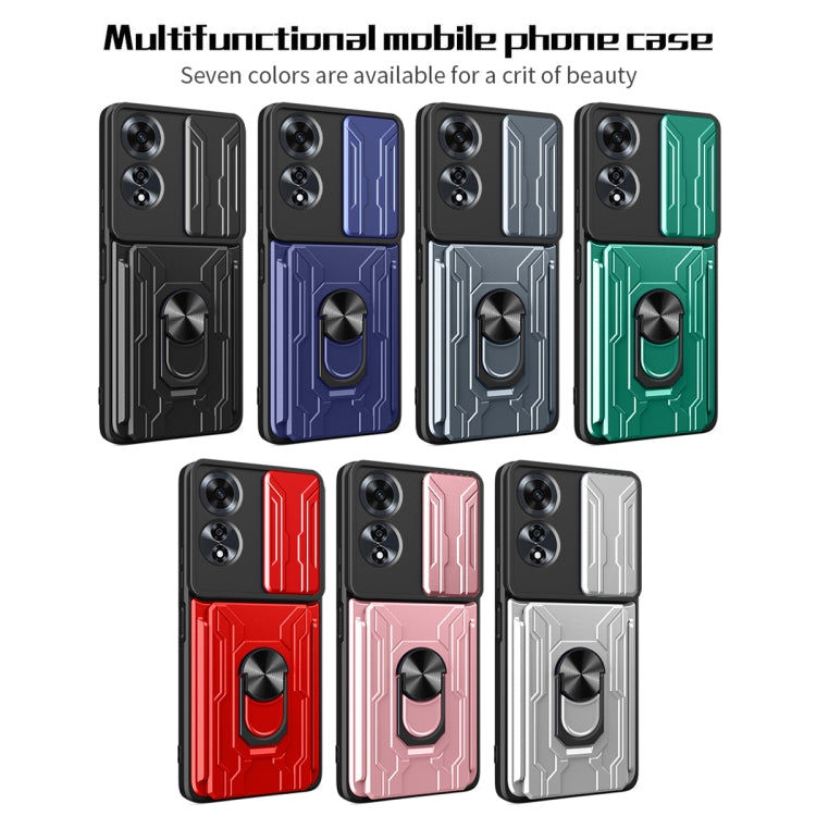 For OPPO A60 4G Sliding Camshield TPU+PC Phone Case with Card Slot