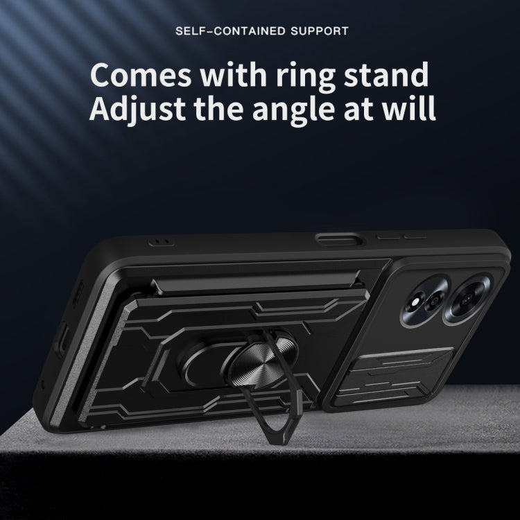 For OPPO A60 4G Sliding Camshield TPU+PC Phone Case with Card Slot