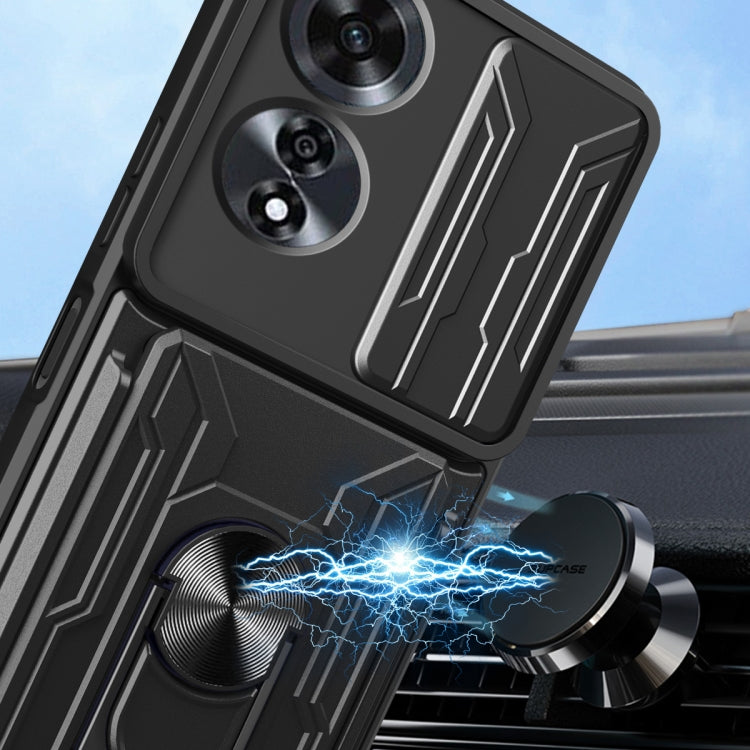 For OPPO A60 4G Sliding Camshield TPU+PC Phone Case with Card Slot