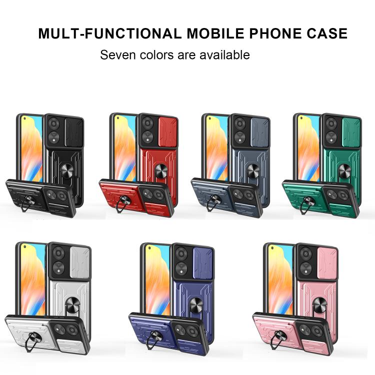 For OPPO A78 4G Global Sliding Camshield TPU+PC Phone Case with Card Slot