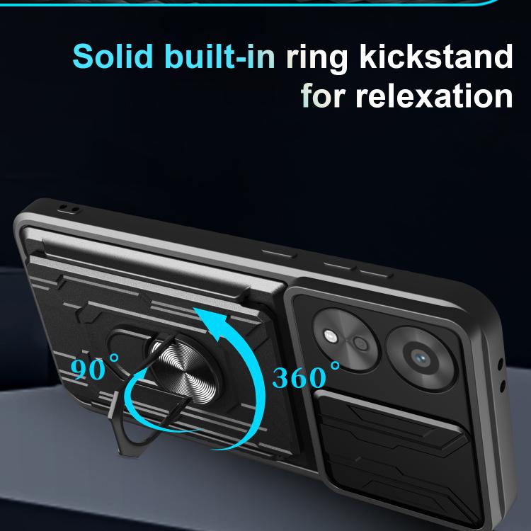 For OPPO A78 4G Global Sliding Camshield TPU+PC Phone Case with Card Slot