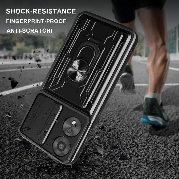For OPPO A78 4G Global Sliding Camshield TPU+PC Phone Case with Card Slot