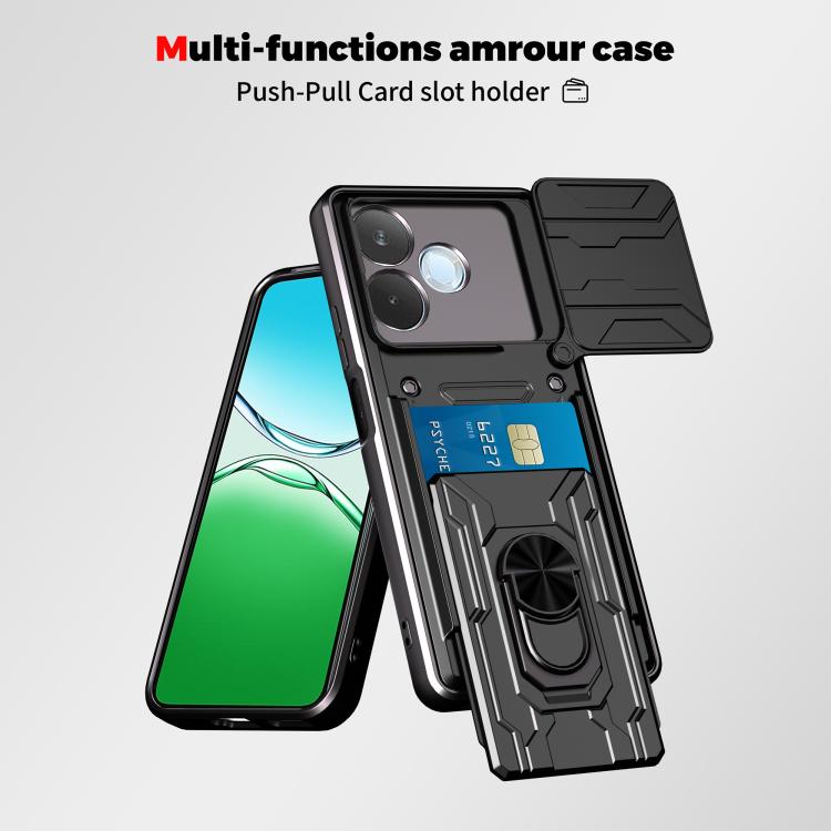 For OPPO A5 Pro 5G Global Sliding Camshield TPU+PC Phone Case with Card Slot