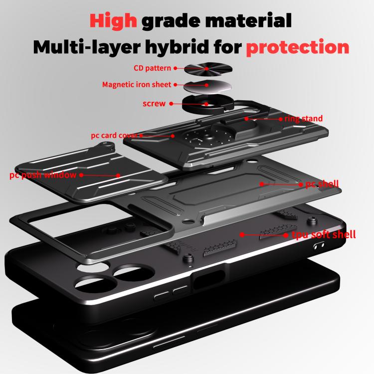 For OPPO A5 Pro 5G Global Sliding Camshield TPU+PC Phone Case with Card Slot