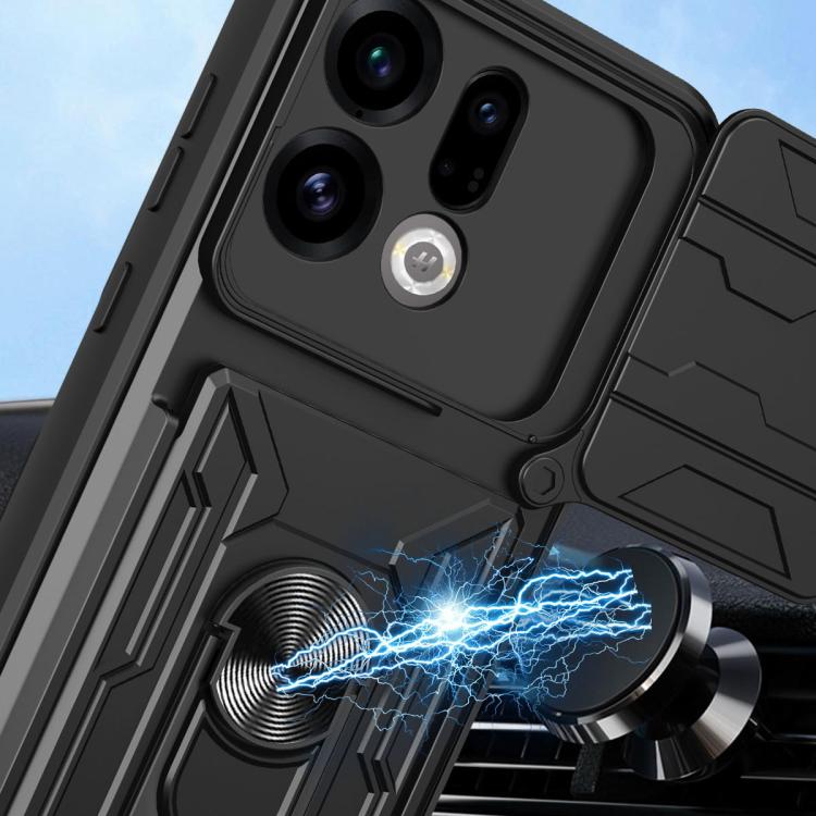 For OPPO Find X9 Sliding Camshield TPU+PC Phone Case with Card Slot