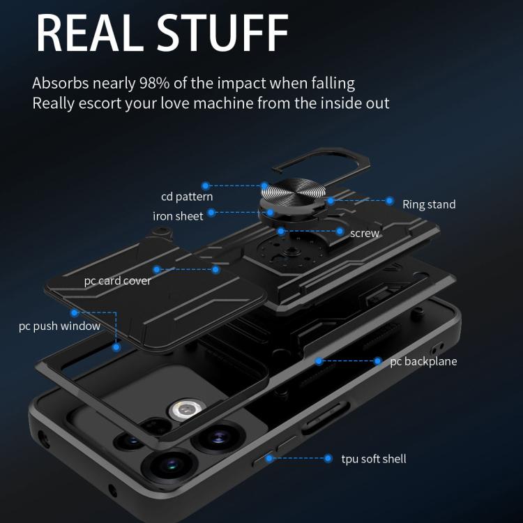 For OPPO Find X9 Sliding Camshield TPU+PC Phone Case with Card Slot