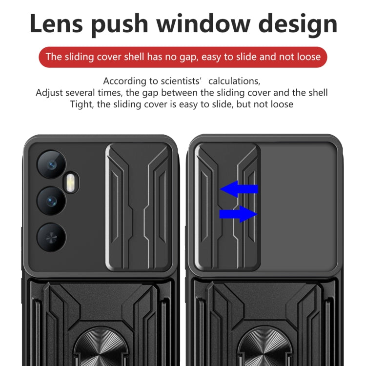 For Realme C65 4G Sliding Camshield TPU+PC Phone Case with Card Slot