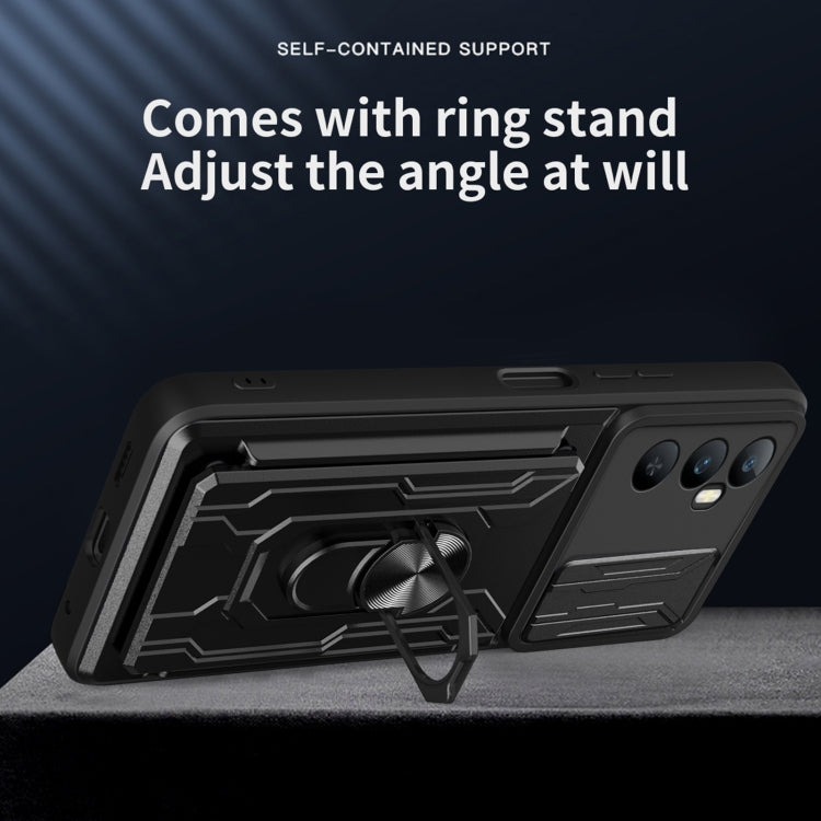 For Realme C65 4G Sliding Camshield TPU+PC Phone Case with Card Slot