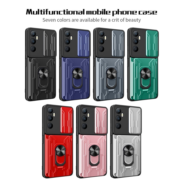 For Realme C65 4G Sliding Camshield TPU+PC Phone Case with Card Slot