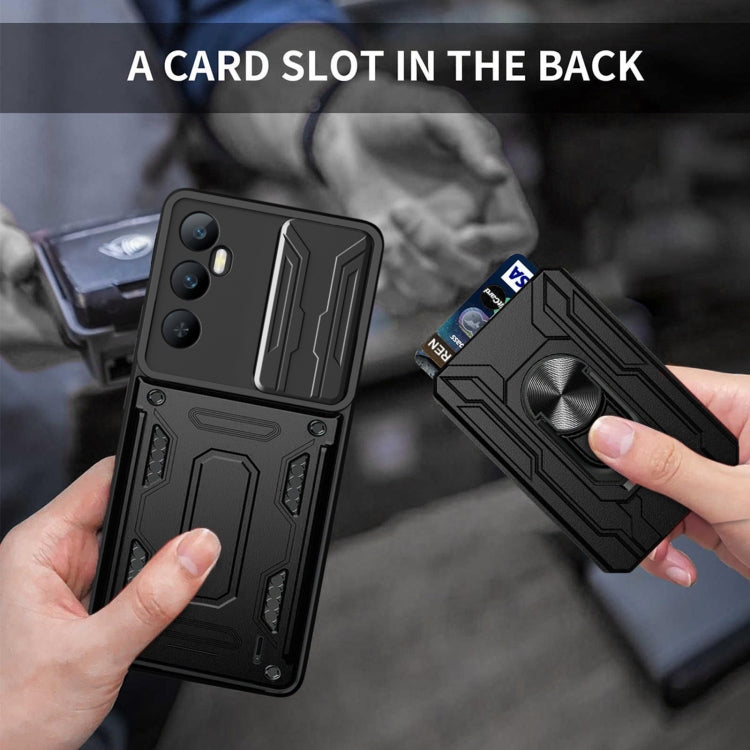 For Realme C65 4G Sliding Camshield TPU+PC Phone Case with Card Slot