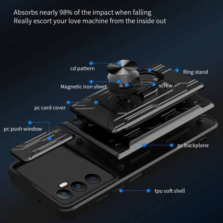 For Realme C65 4G Sliding Camshield TPU+PC Phone Case with Card Slot