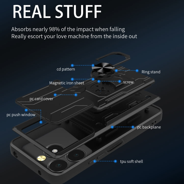 For Realme C61 / C63 Sliding Camshield TPU+PC Phone Case with Card Slot