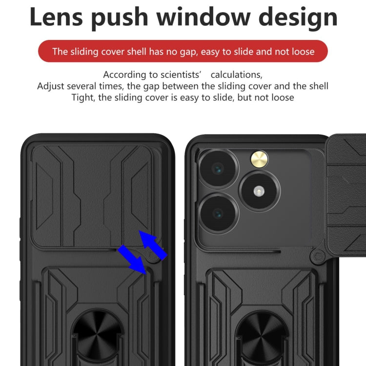 For Realme C61 / C63 Sliding Camshield TPU+PC Phone Case with Card Slot