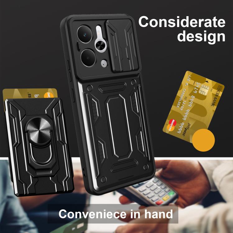 For Realme 14 5G Sliding Camshield TPU+PC Phone Case with Card Slot