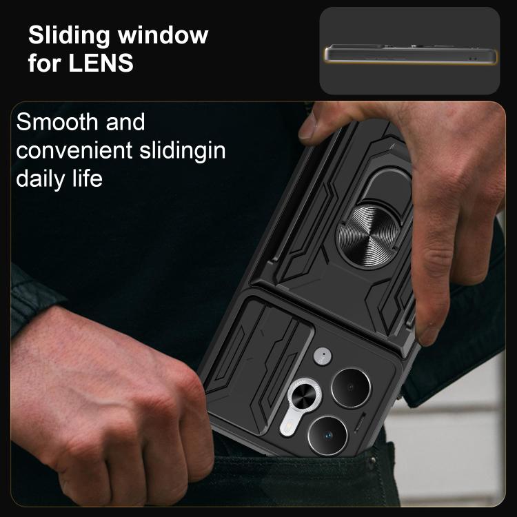 For Realme 14 5G Sliding Camshield TPU+PC Phone Case with Card Slot