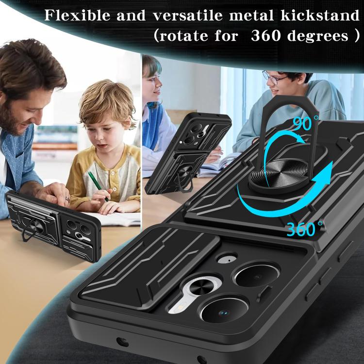 For Realme 14 5G Sliding Camshield TPU+PC Phone Case with Card Slot