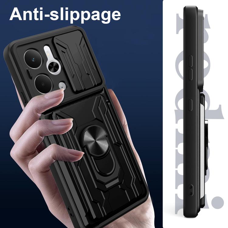 For Realme 14 5G Sliding Camshield TPU+PC Phone Case with Card Slot