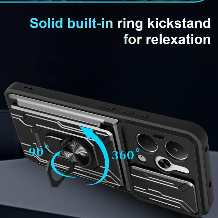 For Realme 14 5G Sliding Camshield TPU+PC Phone Case with Card Slot