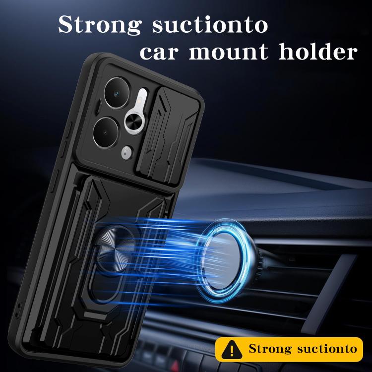For Realme 14 5G Sliding Camshield TPU+PC Phone Case with Card Slot