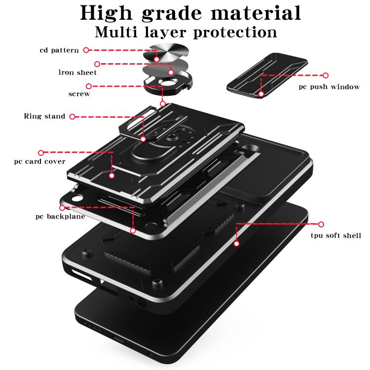 For Realme 14 5G Sliding Camshield TPU+PC Phone Case with Card Slot