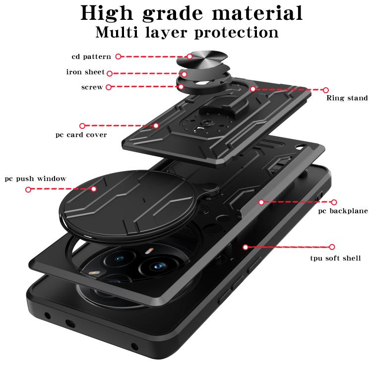 For Realme 14 Pro+ 5G Sliding Camshield TPU+PC Phone Case with Card Slot