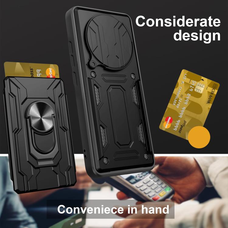 For Realme 14 Pro+ 5G Sliding Camshield TPU+PC Phone Case with Card Slot