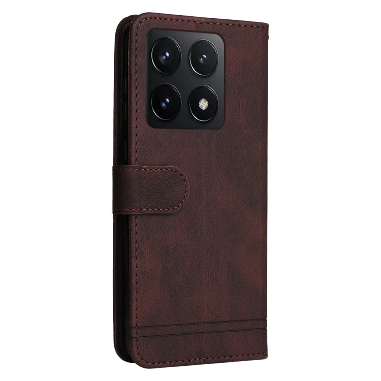 For Xiaomi 14T Skin Feel Life Tree Metal Button Leather Phone Case