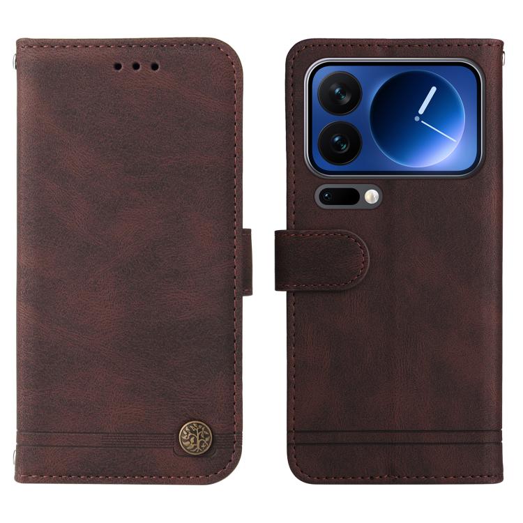 For Xiaomi 17 Pro Skin Feel Life Tree Metal Button Leather Phone Case