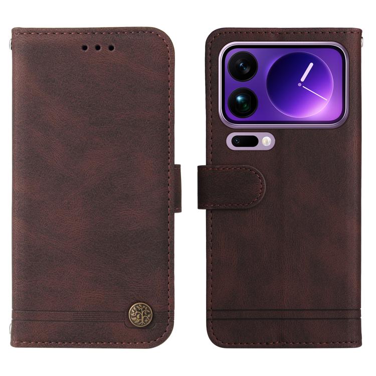 For Xiaomi 17 Pro Max Skin Feel Life Tree Metal Button Leather Phone Case