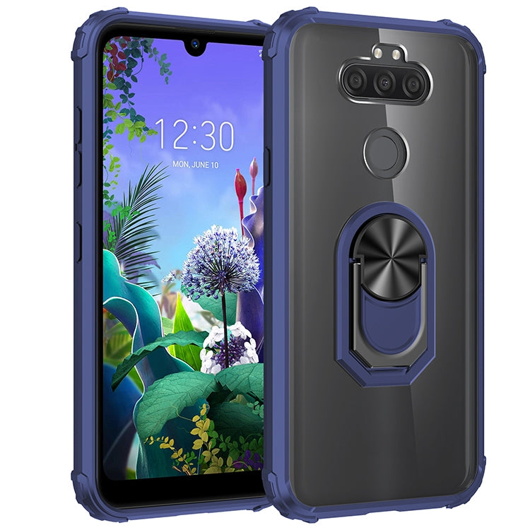 For LG Aristo 5 Shockproof Transparent TPU + Acrylic Protective Case with Ring Holder