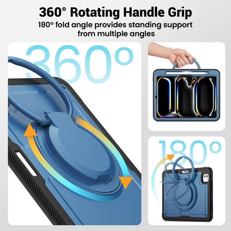 For iPad Pro 11 2025 / 2024 Honeycomb Hybrid Tablet Case with Handle Holder & Strap