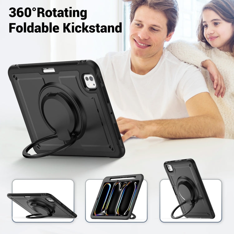 For iPad Pro 11 2025 / 2024 Honeycomb Hybrid Tablet Case with Handle Holder & Strap