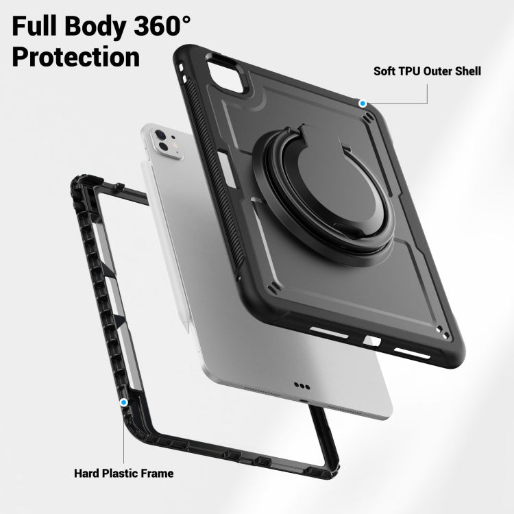 For iPad Pro 11 2025 / 2024 Honeycomb Hybrid Tablet Case with Handle Holder & Strap