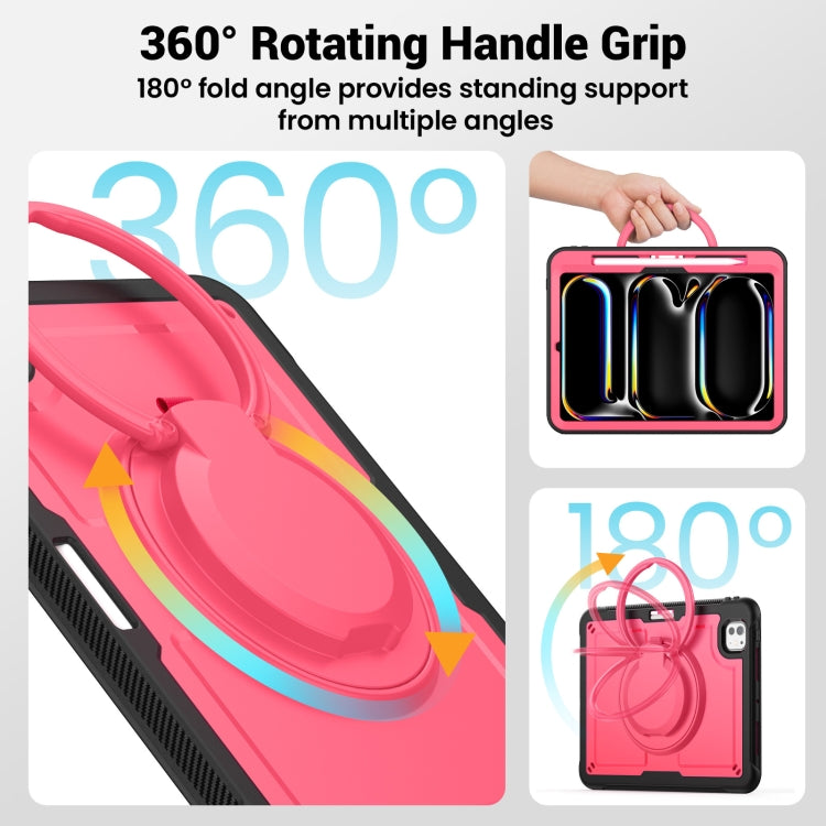 For iPad Pro 11 2025 / 2024 Honeycomb Hybrid Tablet Case with Handle Holder & Strap